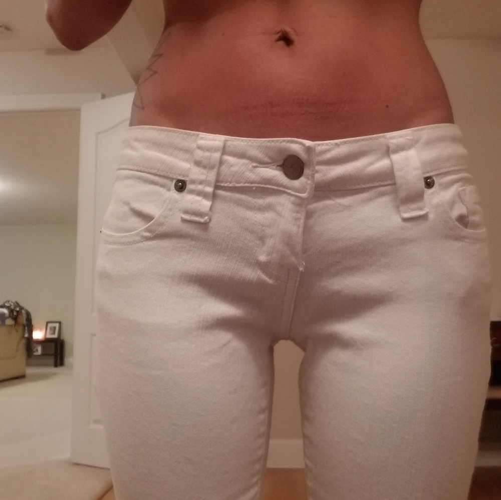 Old school ultra low pure white (like new ) jeans.